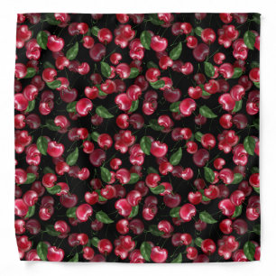 Cherry Fruit on black Bandana