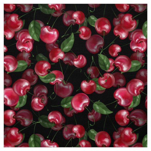 Cherry Fruit on black Fabric