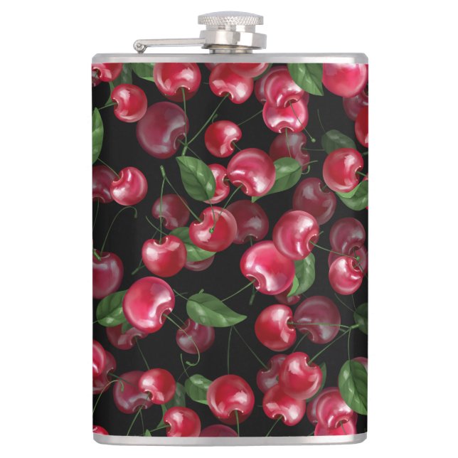 Cherry Fruit on black Flask (Front)