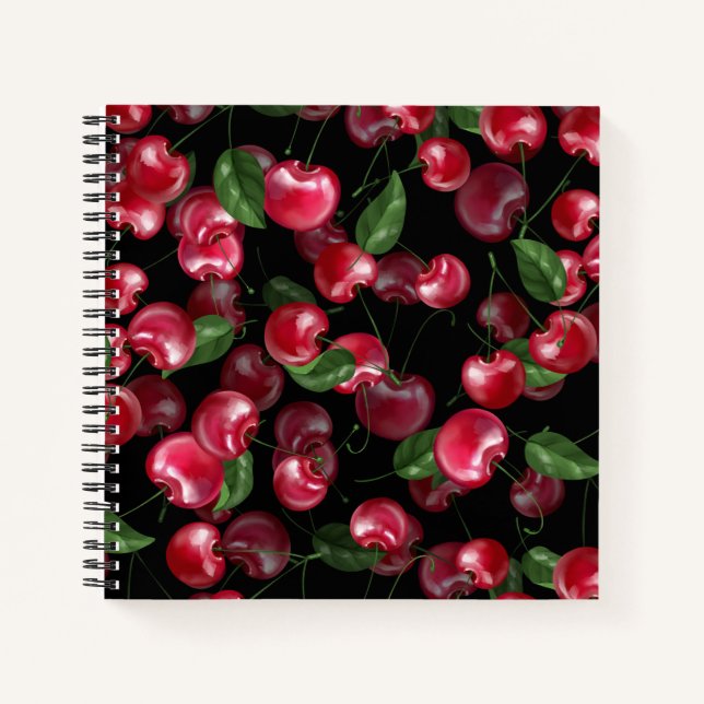 Cherry Fruit on black Notebook (Front)