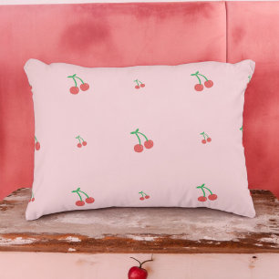 Cherry Fruit Pattern Red Pink Accent Pillow