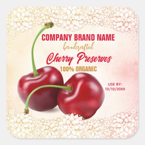 Cherry Fruit Square Sticker