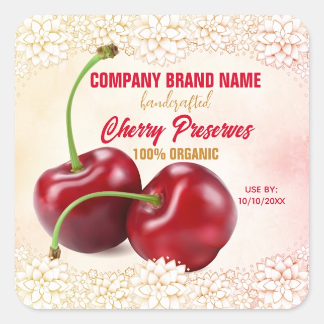 Cherry Fruit Square Sticker (Front)