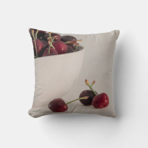 Cherry Fruits In A Bowl In Muted Tones Still Life Throw Pillow