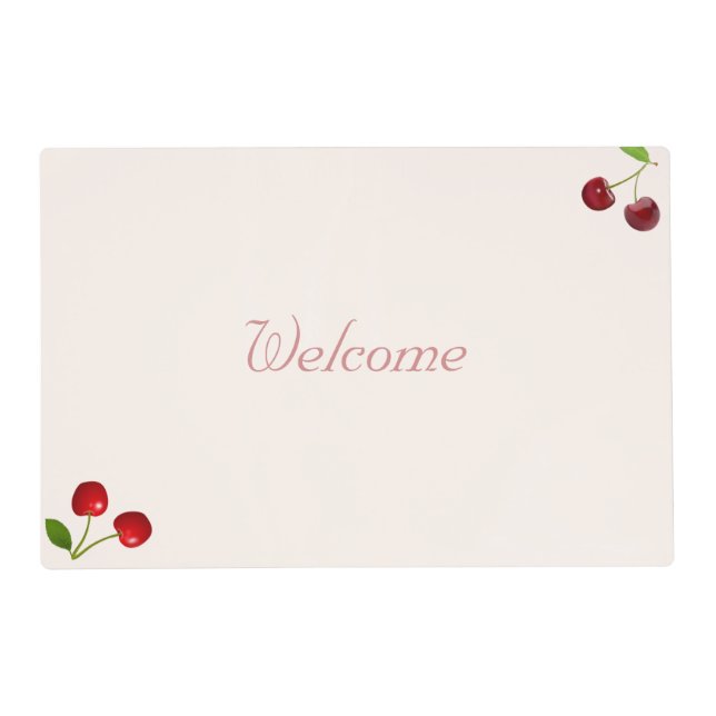 Cherry Fruits on Ivory Cloth Placemat (Front)