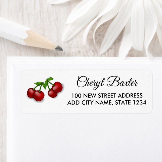 Cherry fruits on white label (Insitu)