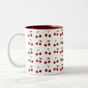 Cherry Fruits on White Two-Tone Coffee Mug