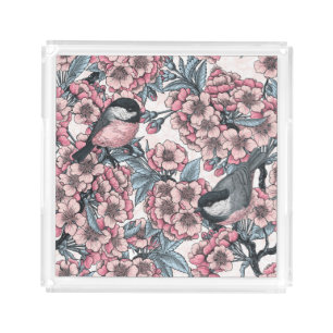 Cherry garden acrylic tray