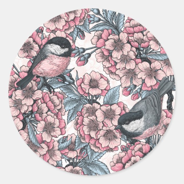 Cherry garden classic round sticker (Front)