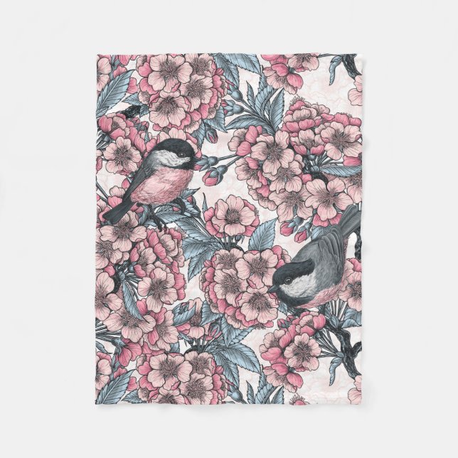 Cherry garden fleece blanket (Front)