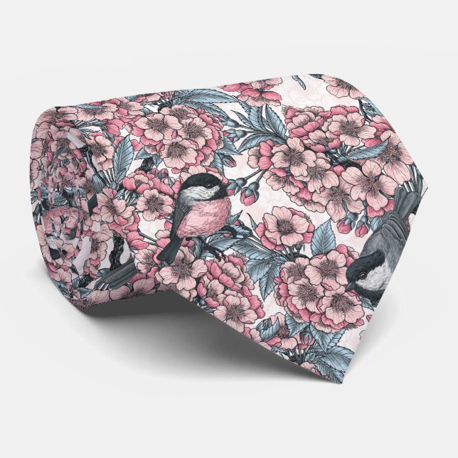 Cherry garden neck tie (Rolled)