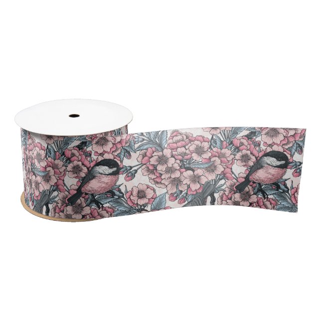 Cherry garden satin ribbon (Spool)