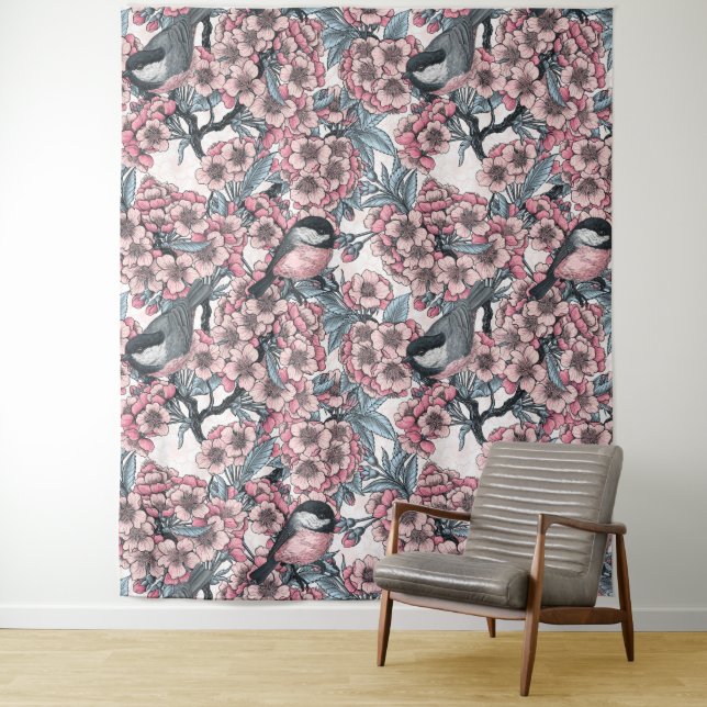 Cherry garden tapestry (In Situ)
