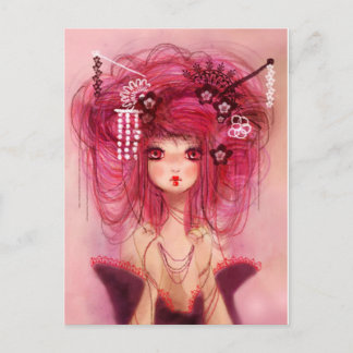 Cherry geisha postcard