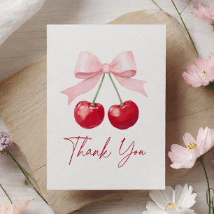 Cherry Gingham Baby Shower Letterpress Thank You Card