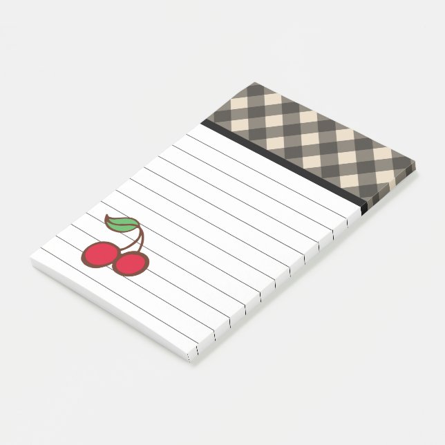 Cherry Gingham Post It Notes (Angled)