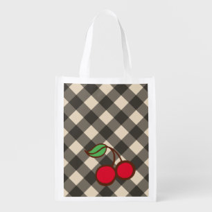 Cherry Gingham Reusable Grocery Bag