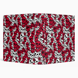 Cherry Gothic Skull Pattern Print 3 Ring Binder