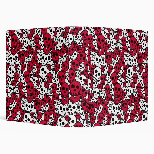 Cherry Gothic Skull Pattern Print 3 Ring Binder (Background)