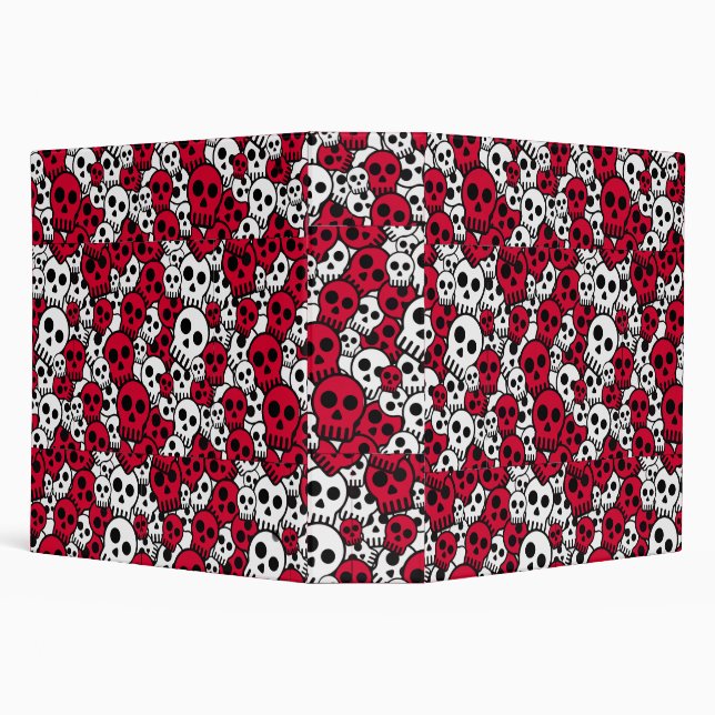 Cherry Gothic Skull Pattern Print 3 Ring Binder (Background)