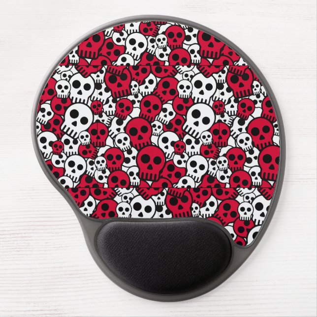 Cherry Gothic Skull Pattern Print Gel Mouse Pad (Front)