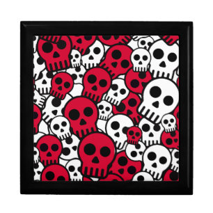 Cherry Gothic Skull Pattern Print Gift Box