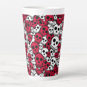 Cherry Gothic Skull Pattern Print Latte Mug