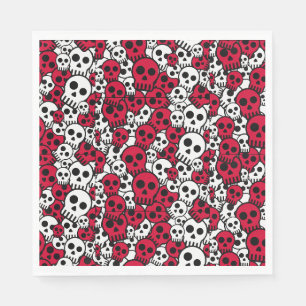 Cherry Gothic Skull Pattern Print Napkins