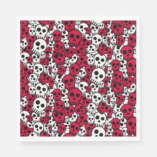 Cherry Gothic Skull Pattern Print Napkins (Front)