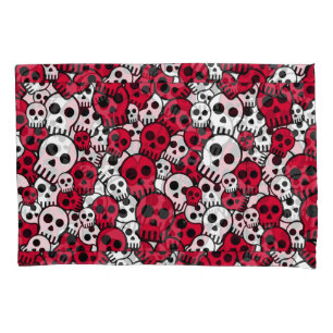 Cherry Gothic Skull Pattern Print Pillow Case