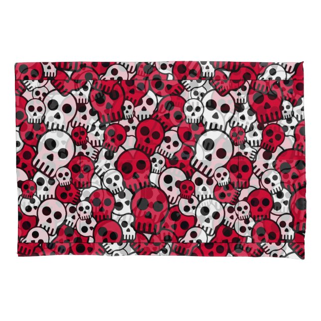 Cherry Gothic Skull Pattern Print Pillow Case (Front-Left)