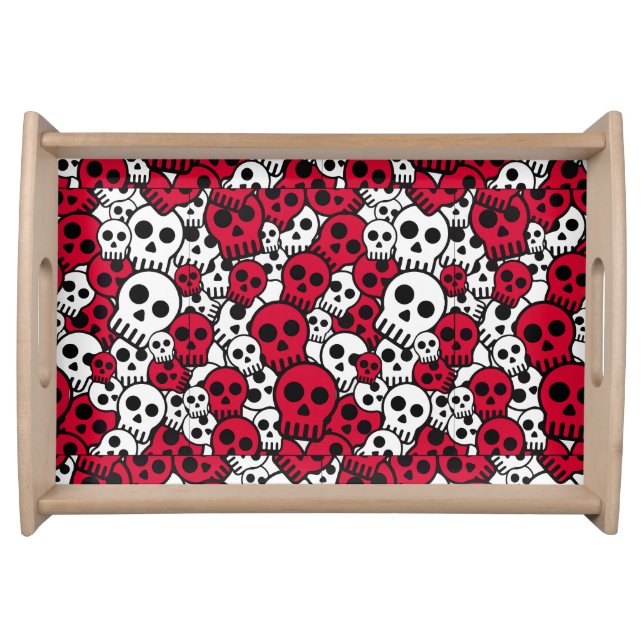 Cherry Gothic Skull Pattern Print Serving Tray (Front)