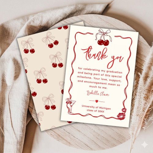 Cherry Graduation Thank You Card Class 2026