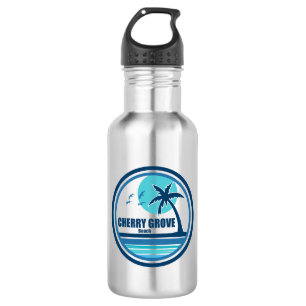 Cherry Grove Beach South Carolina Palm Tree Birds Stainless Steel Water Bottle