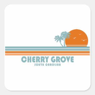 Cherry Grove Beach South Carolina Sun Palm Trees Square Sticker