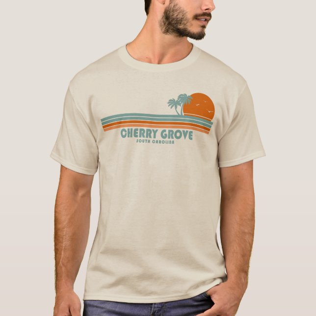 Cherry Grove Beach South Carolina Sun Palm Trees T-Shirt (Front)