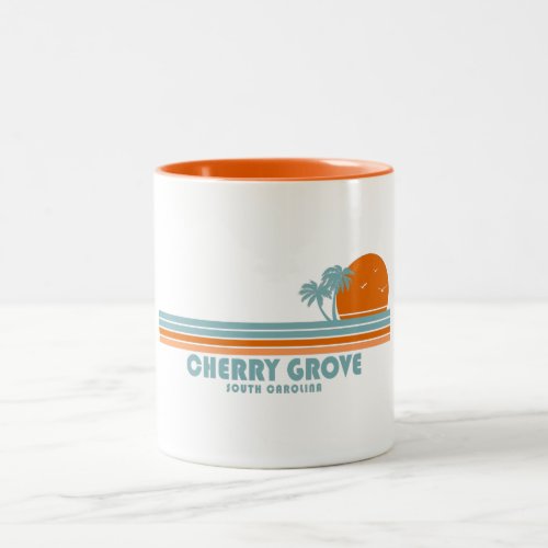 Cherry Grove Beach South Carolina Sun Palm Trees Two_Tone Coffee Mug