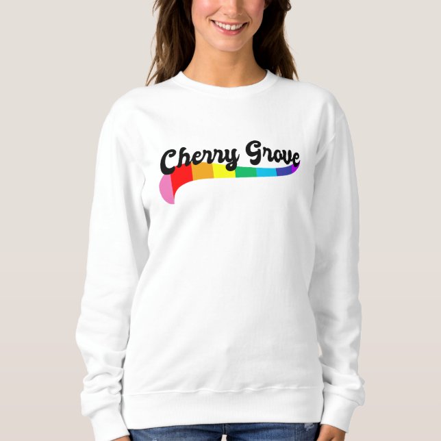 Cherry Grove Fire Island NY rainbow logo LGBTQ  Sweatshirt (Front)