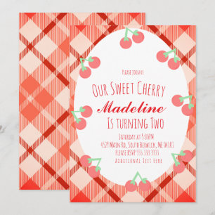 Cherry Hand Drawn Berry Sweet Birthday  Invitation