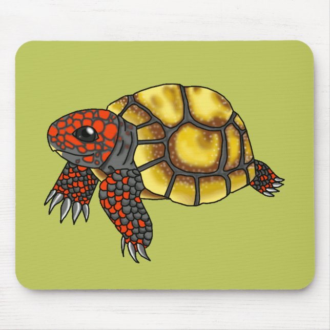 Cherry-Head Red-Footed Tortoise Mousepad (Green) (Front)