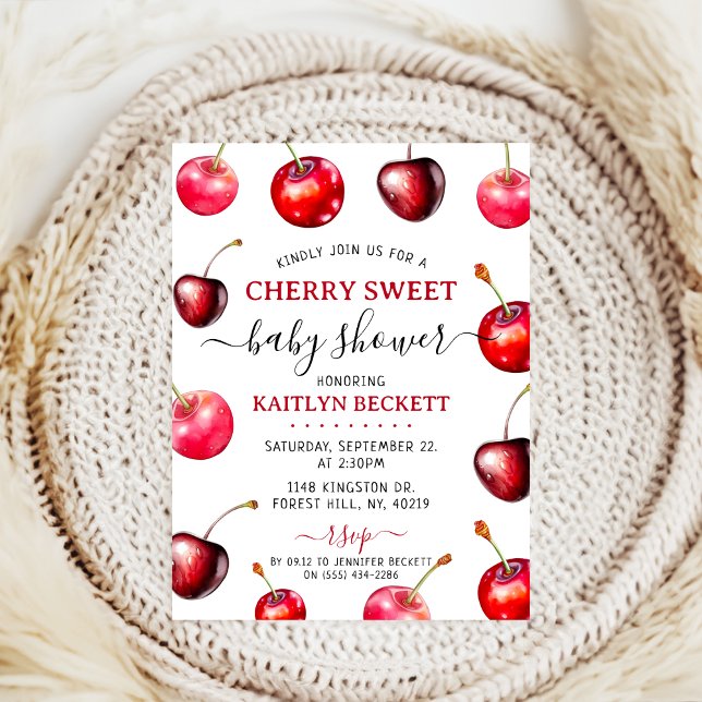 Cherry Heart Baby Shower Invitation (Creator Uploaded)
