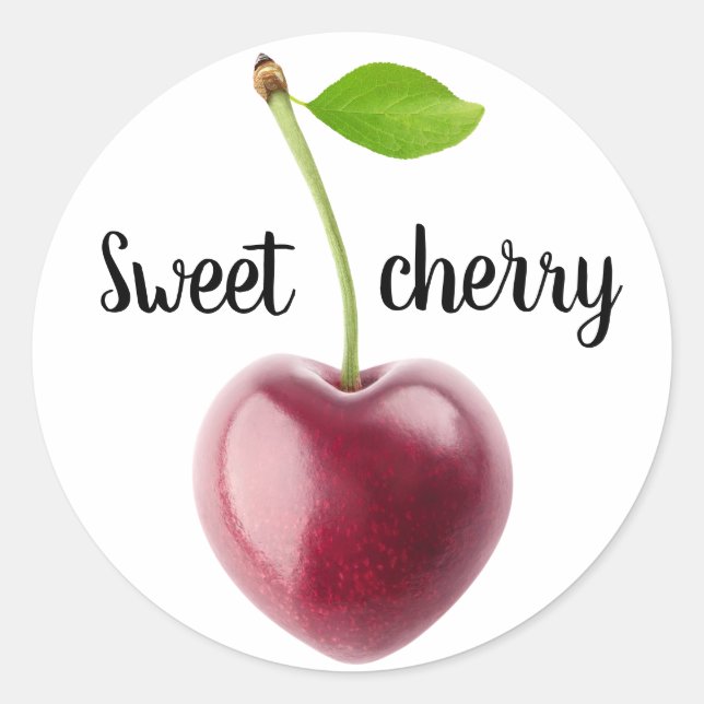 Cherry heart classic round sticker (Front)
