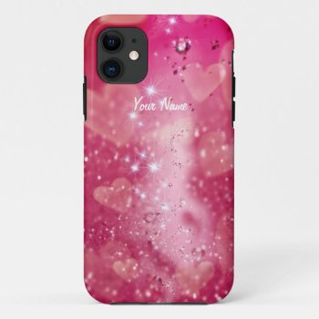Cherry Heart Sparkle -customize Iphone 11 Case by iPadGear at Zazzle