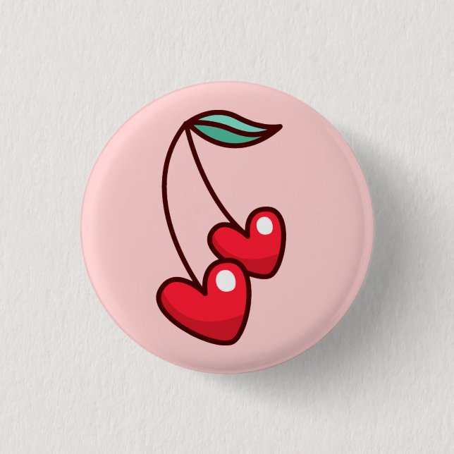 Cherry Hearts Pinback Button (Front)