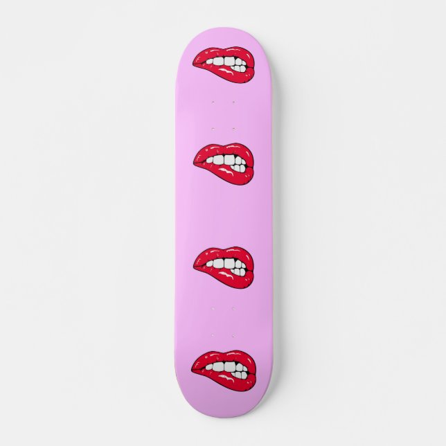 Cherry Hot Lips Popper Girl Skateboard Deck (Front)