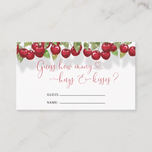 Cherry How Many Hugs  Kisses Bridal Game Enclosure Card