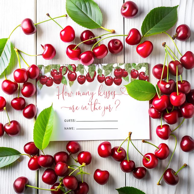 Cherry How Many Kisses Bridal Game Enclosure Card (Creator Uploaded)