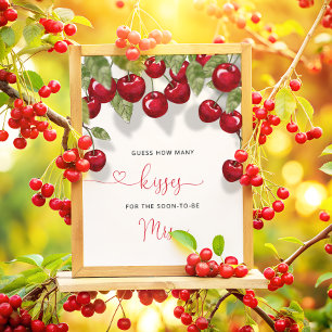 Cherry How Many Kisses Bridal Shower  Poster