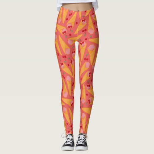 cherry ice cream leggings