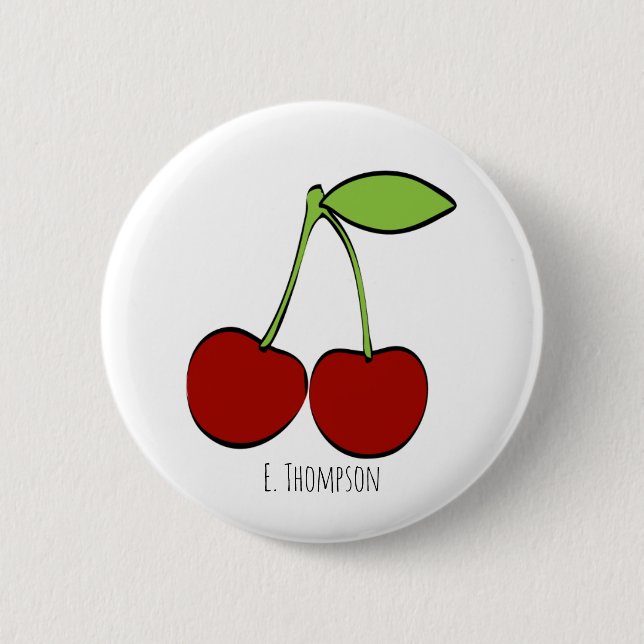 Cherry Illustration Button (Front)